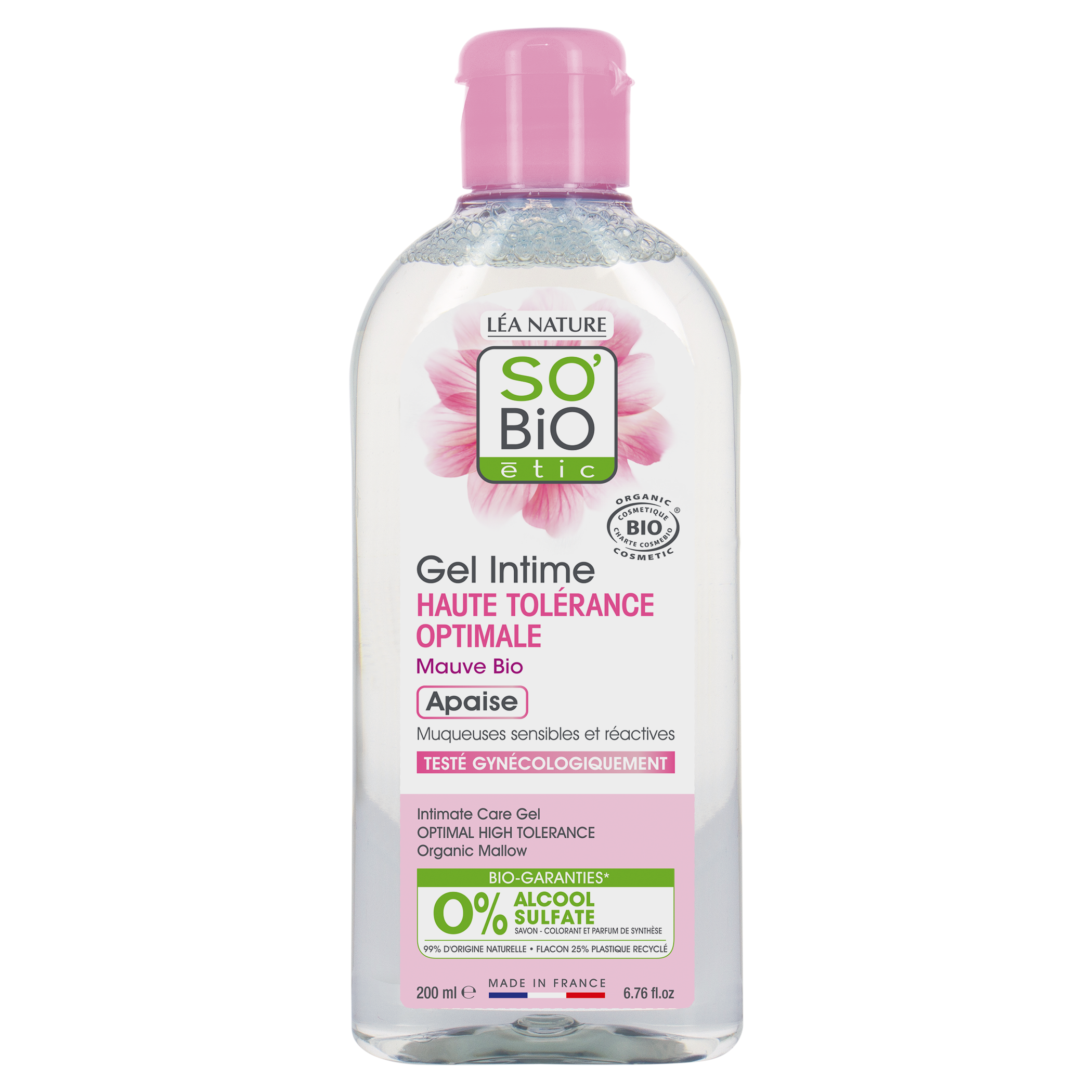 SO’BiO étic Gel mycí pro intimní hygienu hypoalergenní BIO (200 ml) - s výtažkem ze slézu obecného