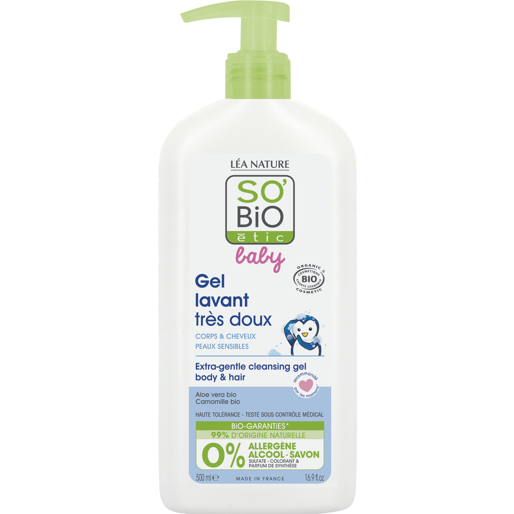 SO’BiO étic BABY Gel mycí pro děti - extra jemný na tělo i vlasy BIO (500 ml) - nepálí v očích