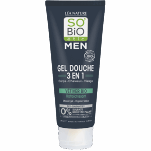 SO’BiO étic Gel sprchový MEN 3v1 - osvěžující vetiver BIO (200 ml) - na tělo, obličej i vlasy