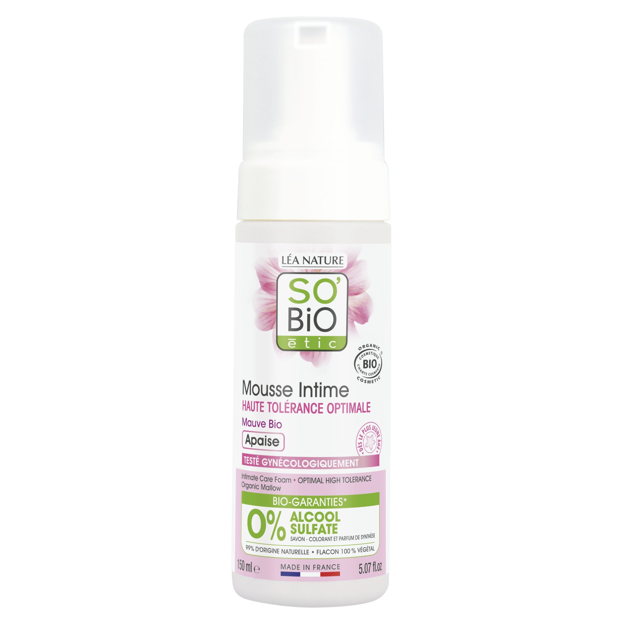SO’BiO étic Pěna mycí pro intimní hygienu hypoalergenní BIO (150 ml) - s výtažkem ze slézu obecnéhoideální pro suchou pokožku