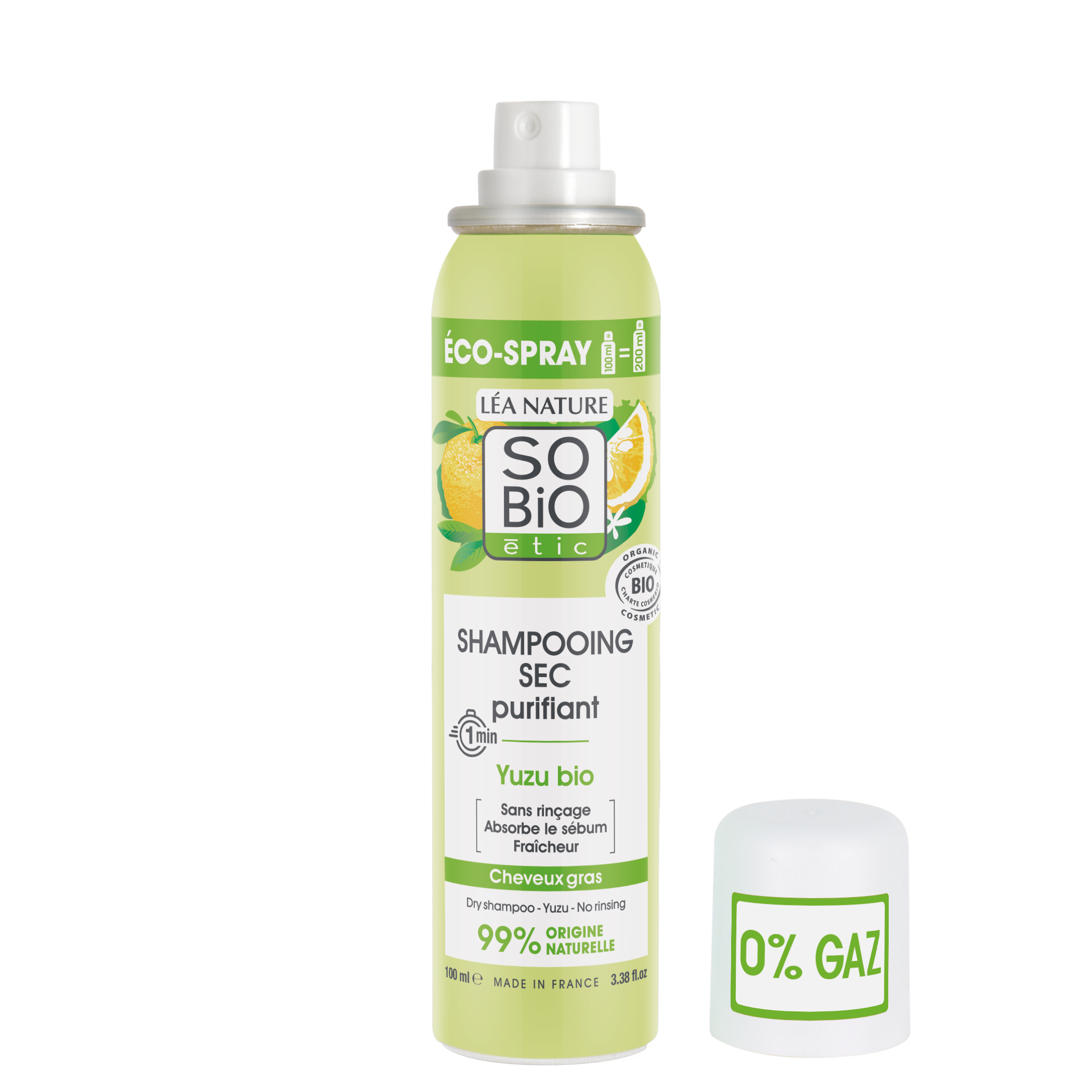 SO’BiO étic Čisticí suchý šampon ve spreji s Yuzu BIO (100 ml) - zanechává vlasy svěží a hladké