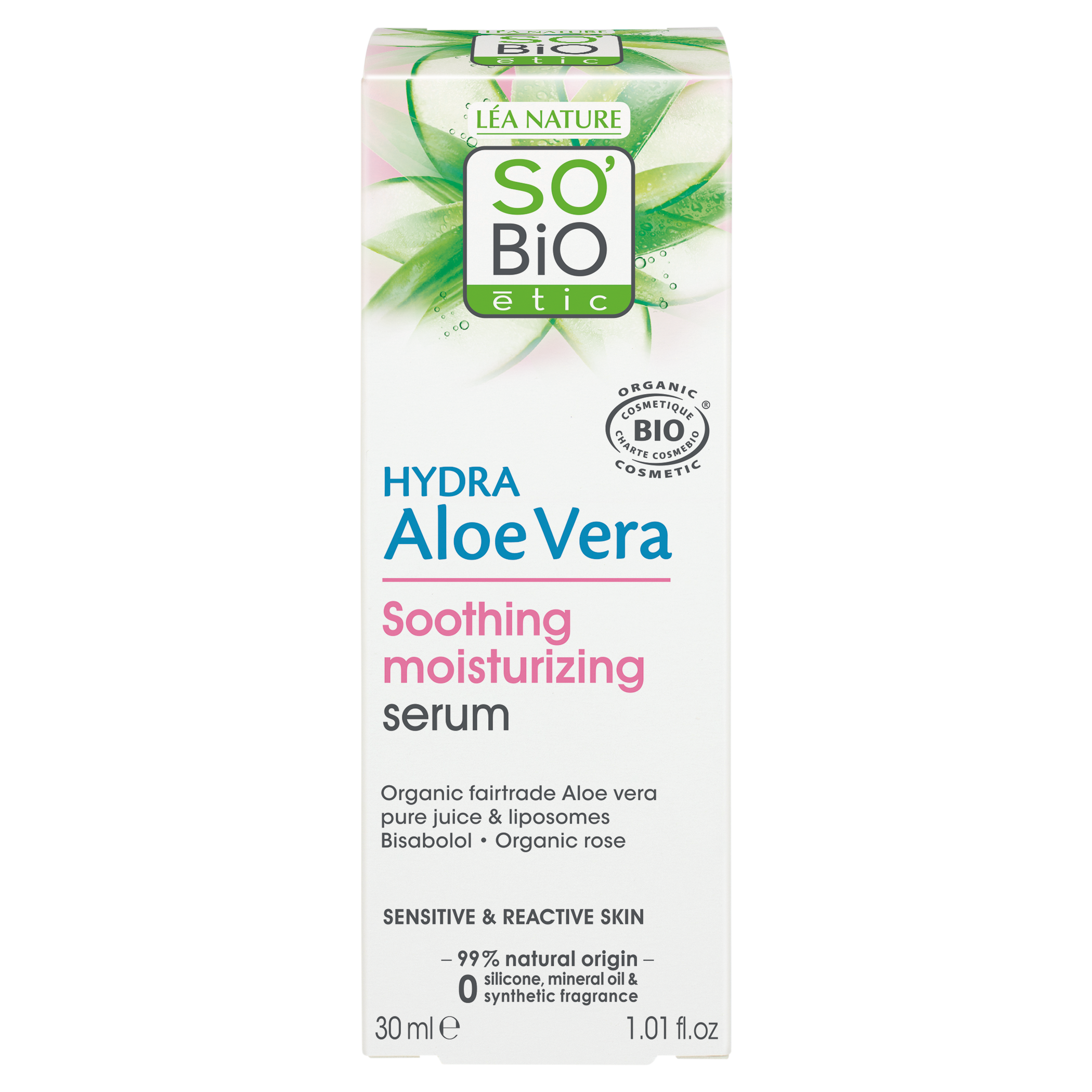 SO’BiO étic Sérum pleťové s Aloe vera - zklidnění a hydratace pro citlivou pleť BIO (30 ml) - hydratuje, zklidňuje a rozjasňuje
