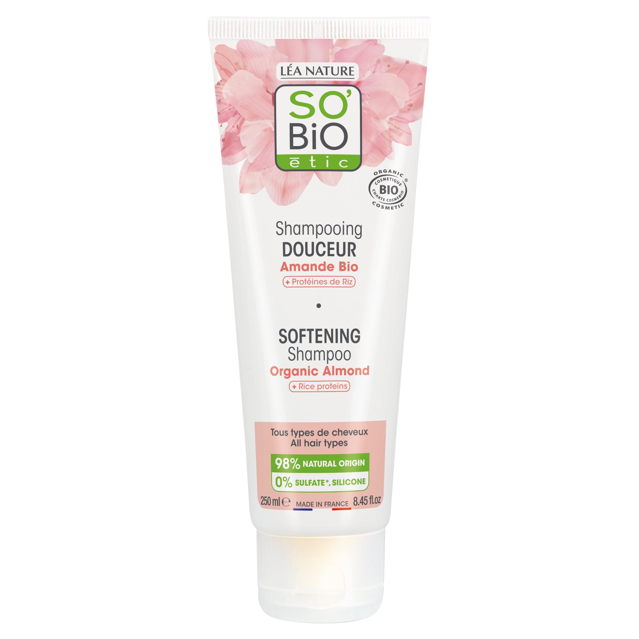SO’BiO étic Šampon jemný s mandlovým mlékem a rýžovým proteinem BIO (250 ml) - obnovuje přirozený lesk a hebkost