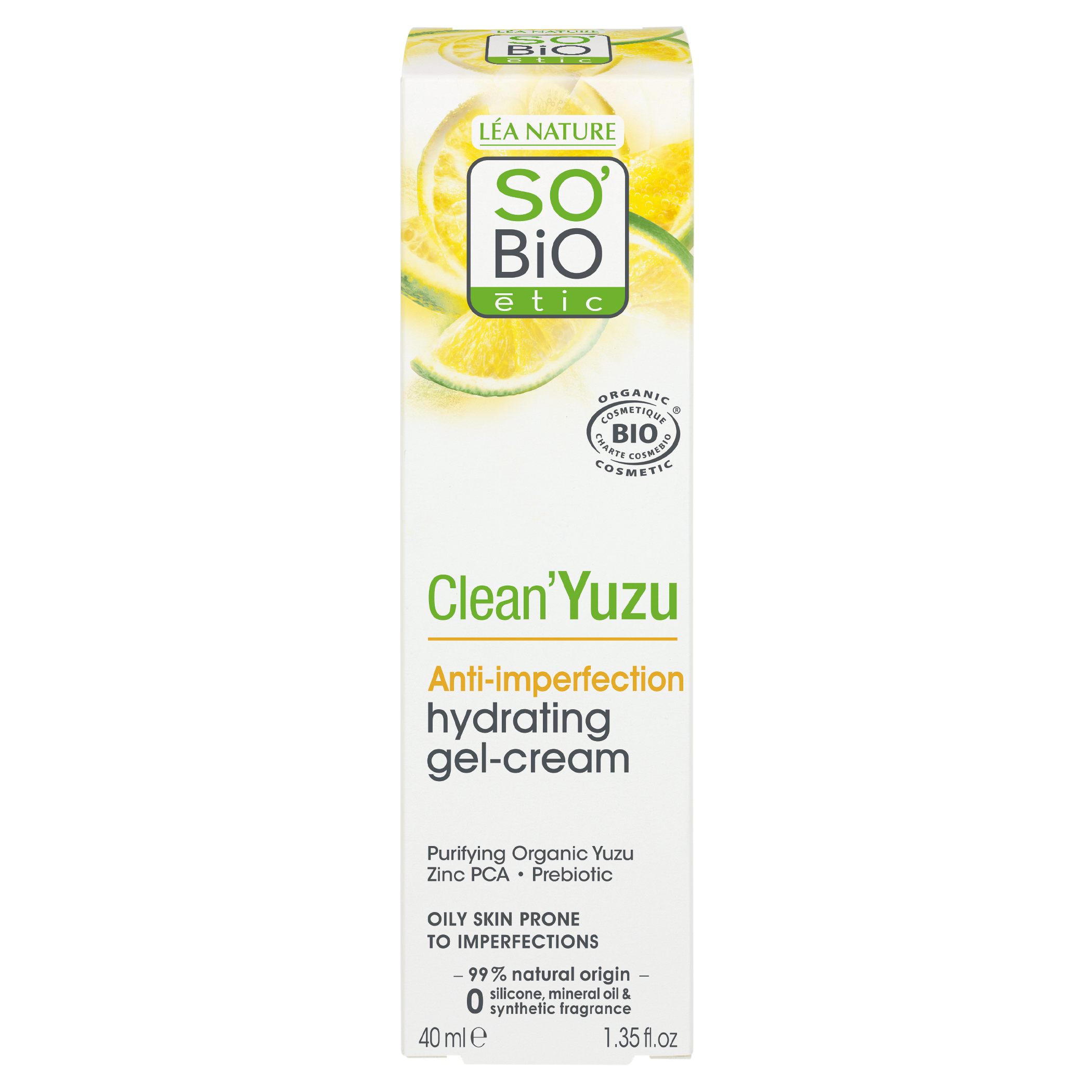 SO’BiO étic Gel-krém pleťový hydratační - Clean Yuzu BIO (40 ml) - ideální pro mastnou pleť