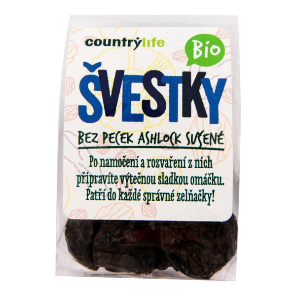 Švestky sušené bez pecek Ashlock 100 g BIO   COUNTRY LIFE