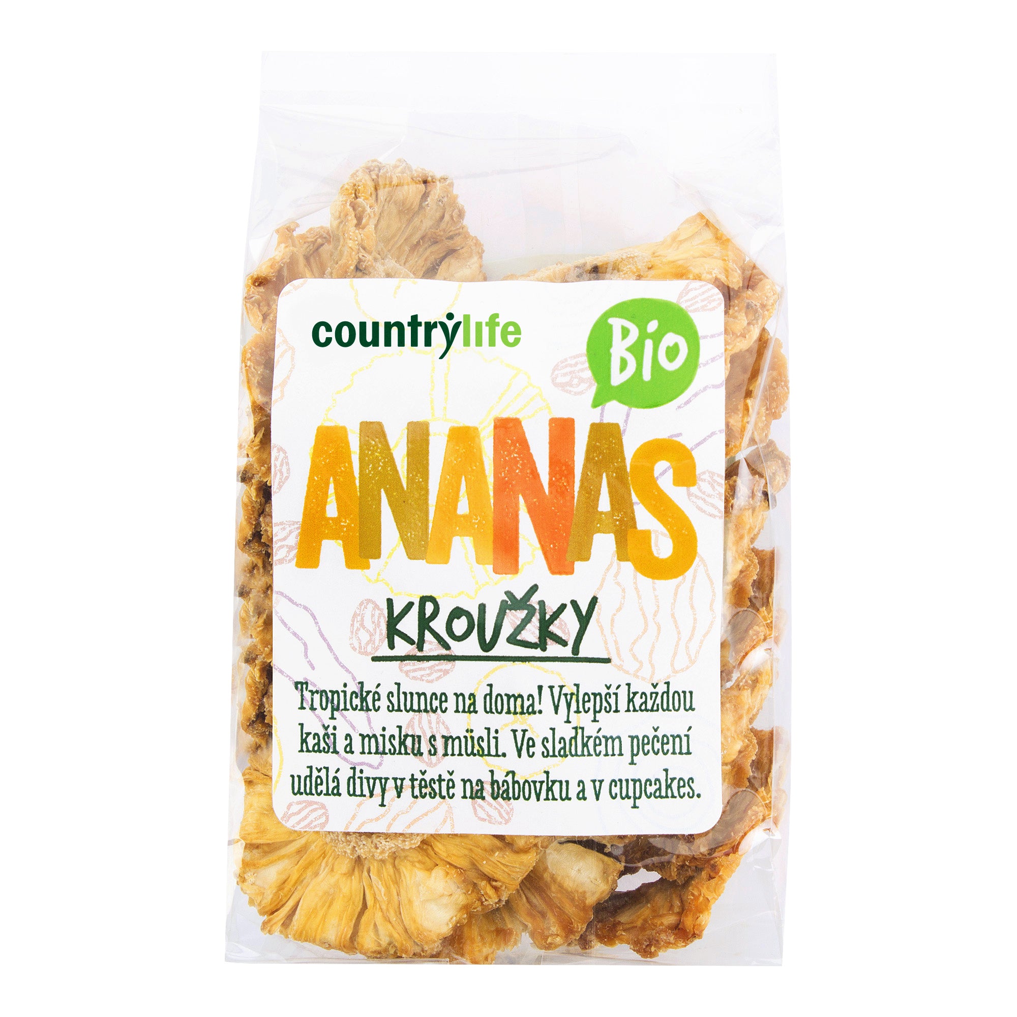 Ananas kroužky sušené 100 g BIO   COUNTRY LIFE