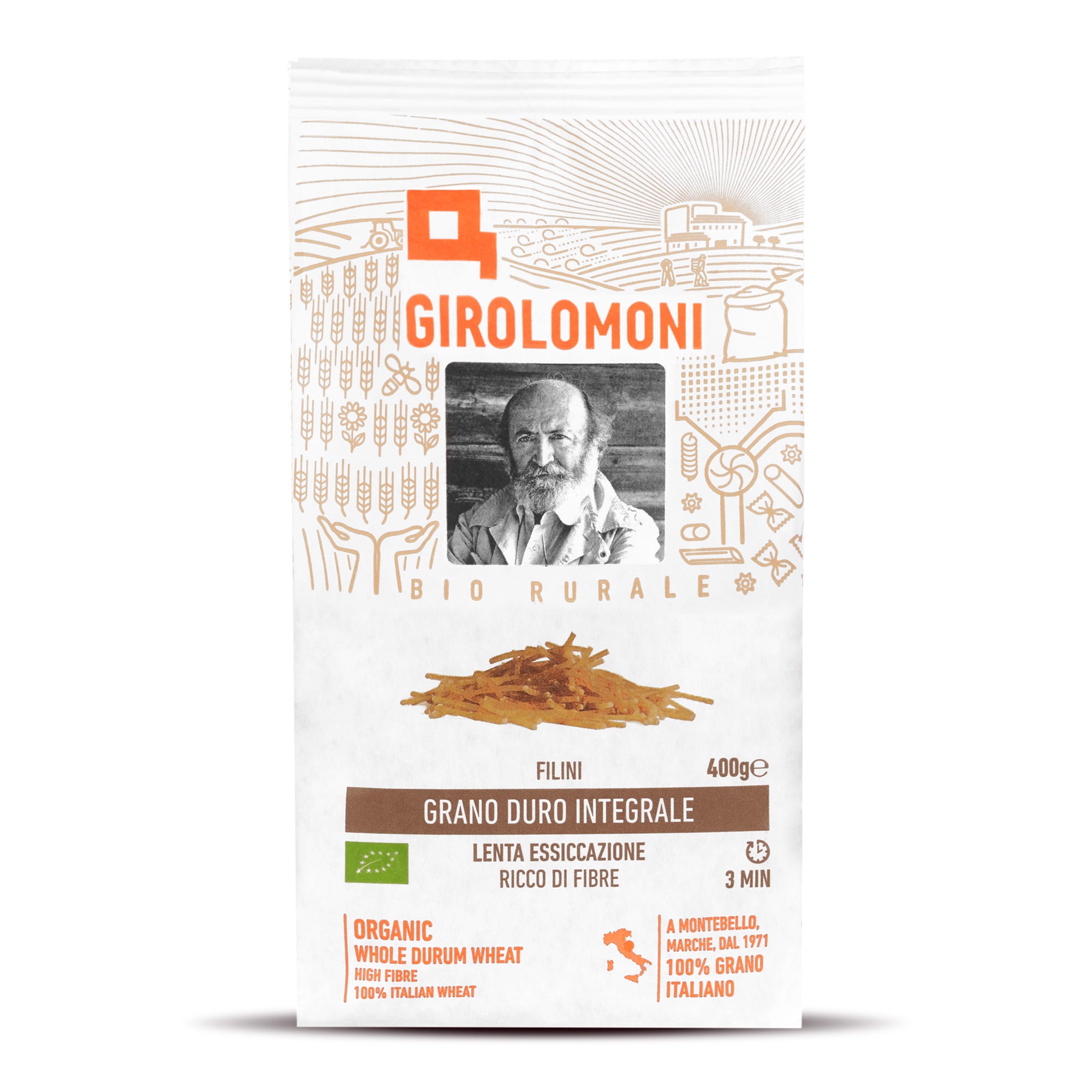 Těstoviny filini celozrnné semolinové 400 g BIO   GIROLOMONI