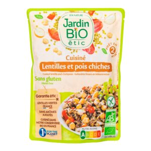 Hotový pokrm bezlepkový – vařená čočka s cizrnou 250 g BIO   JARDIN BIO