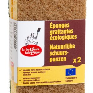 La Droguerie Ecologique by Ecodis Sada houbiček na nádobí - zelená a hnědá (2 ks) - poradí si i s tvrdohlavou špínou