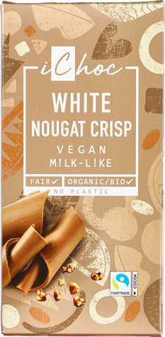 iChoc Bílý nugát s křupinkami rostlinný BIO (80 g) - fair trade kvalita