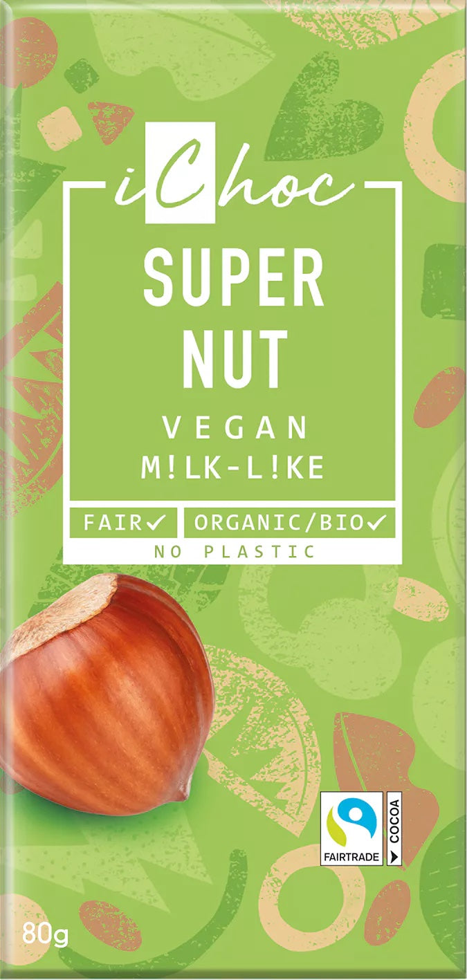 iChoc Čokoláda s lískovými oříšky BIO (80 g) - fair trade kvalita