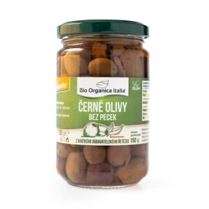 Olivy černé ve slaném nálevu bez pecek 280 g BIO   BIO ORGANICA ITALIA