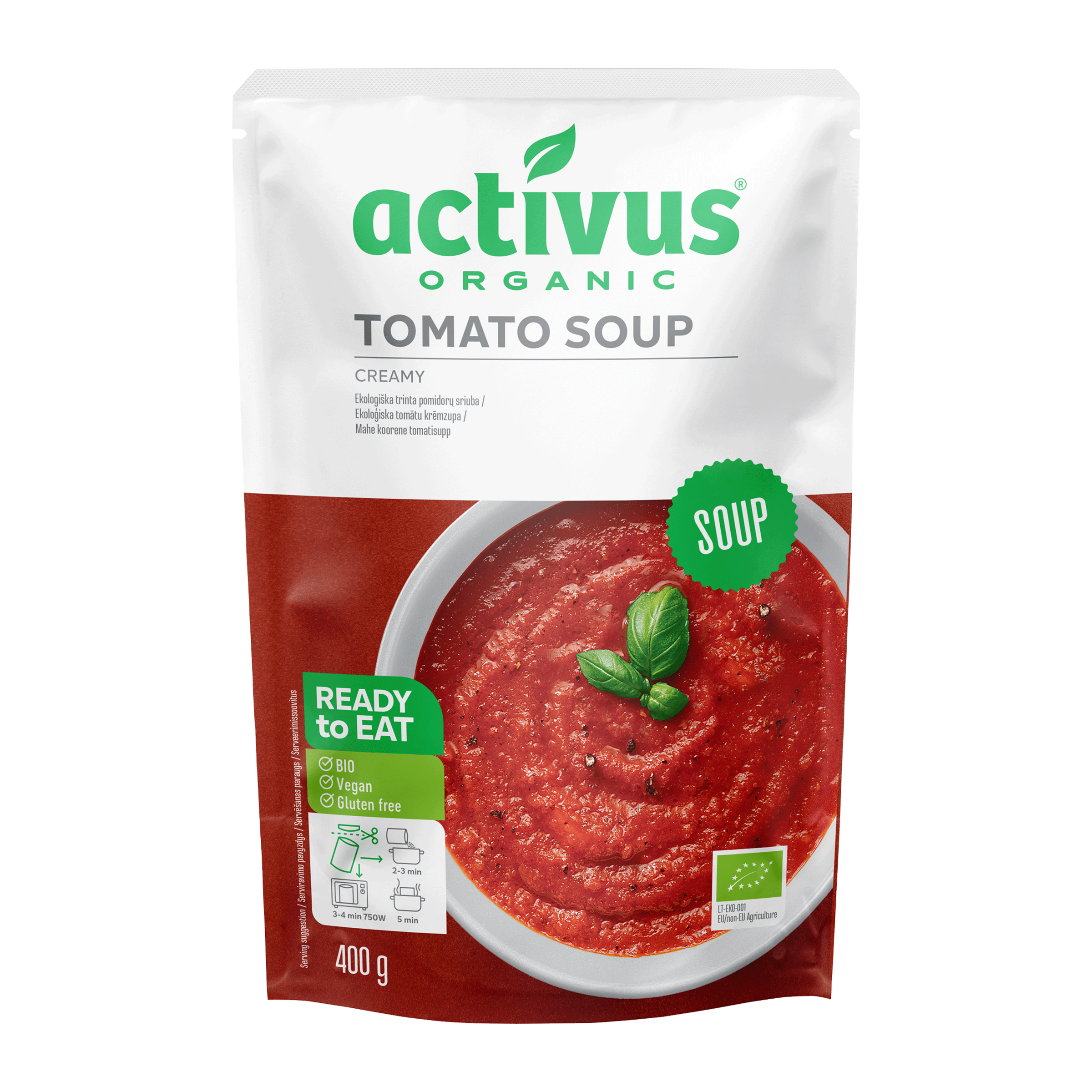 Polévka rajčatová s bazalkou 400 g BIO   ACTIVUS