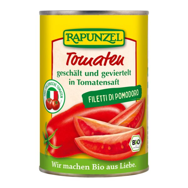 Rajčata loupaná čtvrcená 400 g BIO   RAPUNZEL