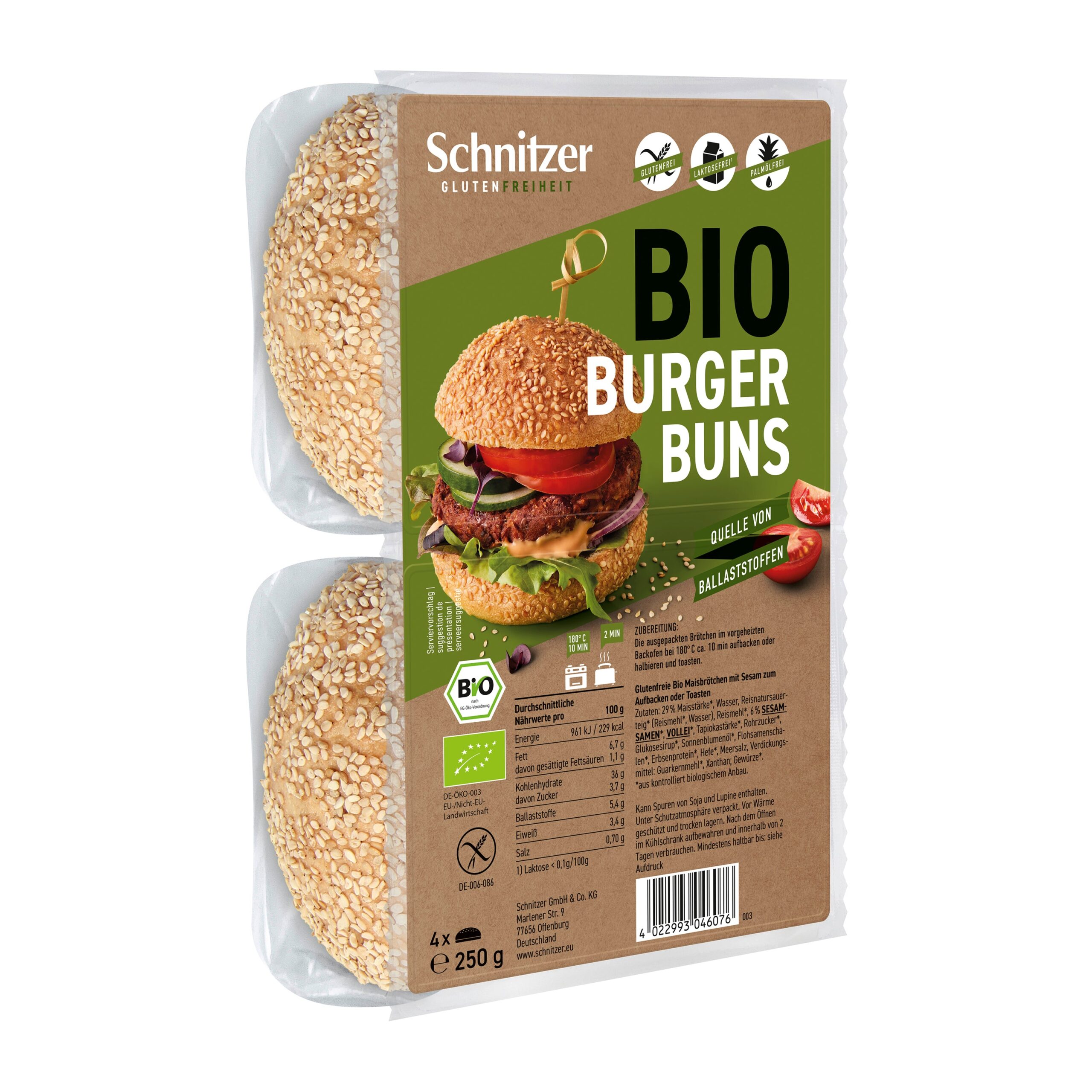 Housky na burger bezlepkové 250 g BIO   SCHNITZER