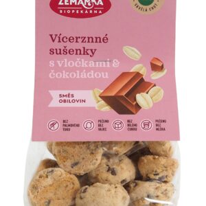Sušenky vícezrnné s vločkami a čokoládou 100 g BIO   ZEMANKA