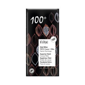 Hořká s kousky kakaa 100 % 80 g BIO   VIVANI