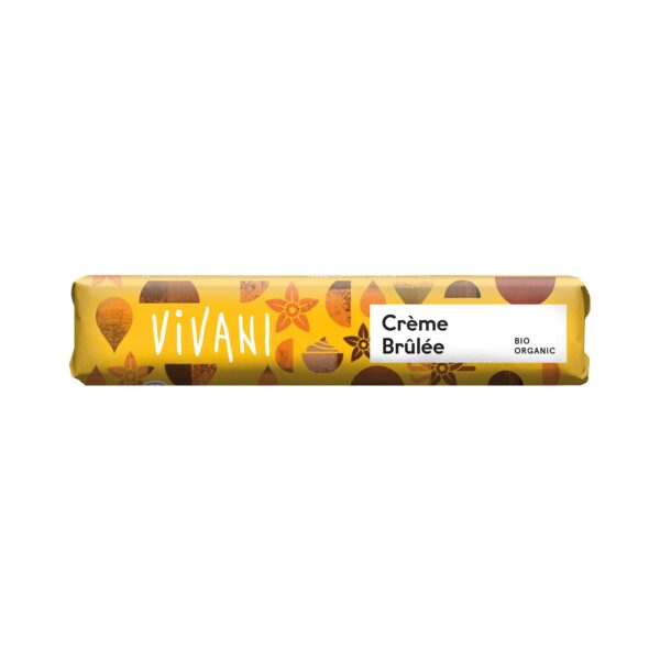 Tyčinka mléčná čokoláda Creme brulée 40 g BIO   VIVANI