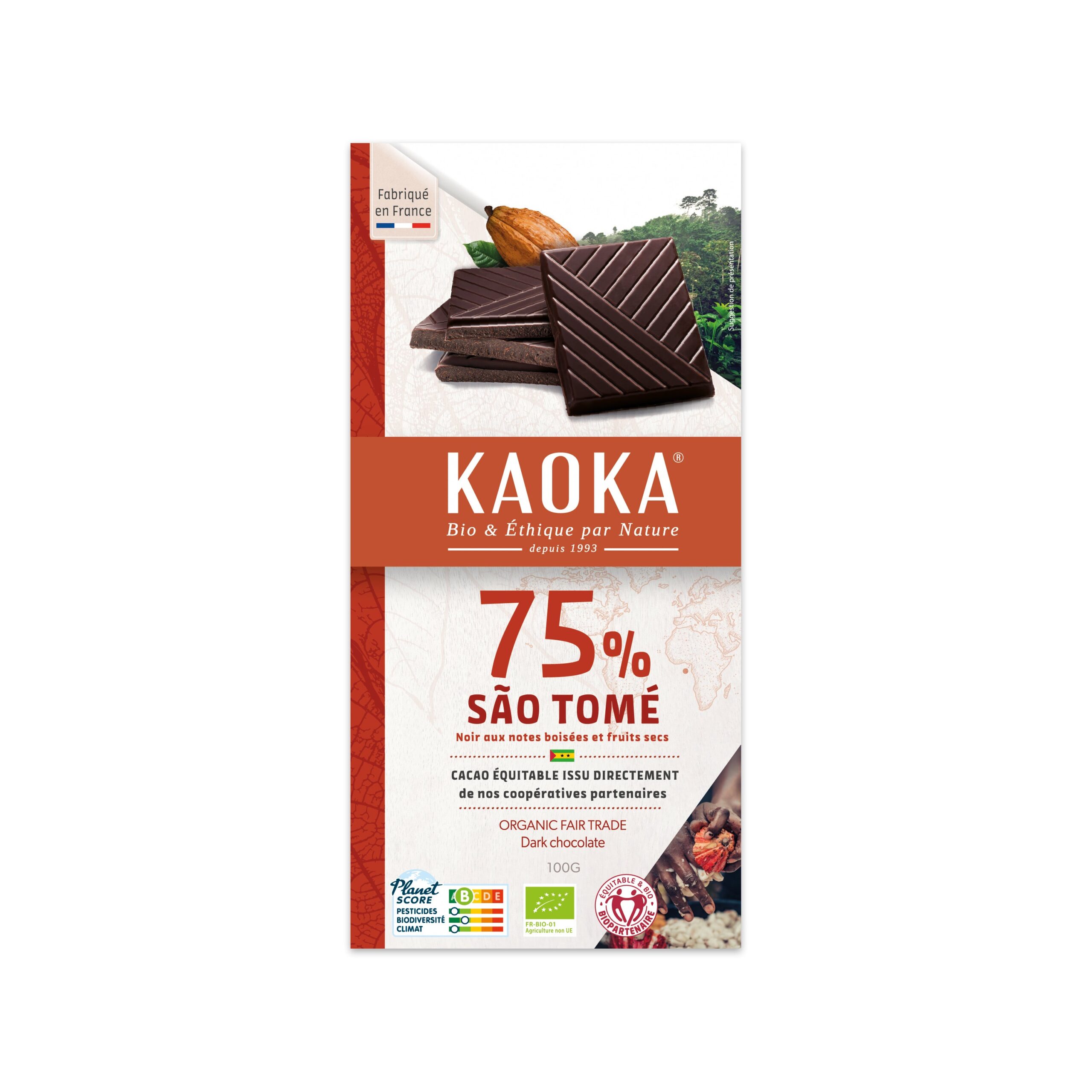 Čokoláda hořká Sao Tomé 75 % 100 g BIO   KAOKA