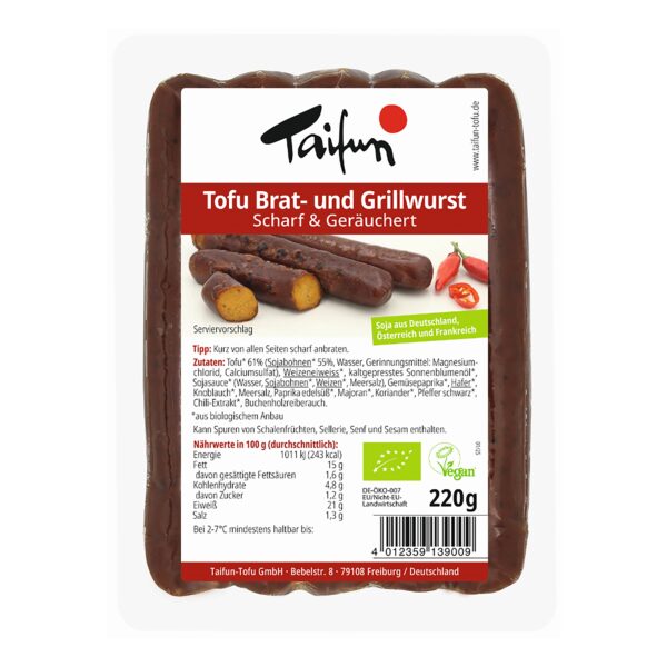 Tofu alternativa klobásy pikantní uzená 220 g BIO   TAIFUN