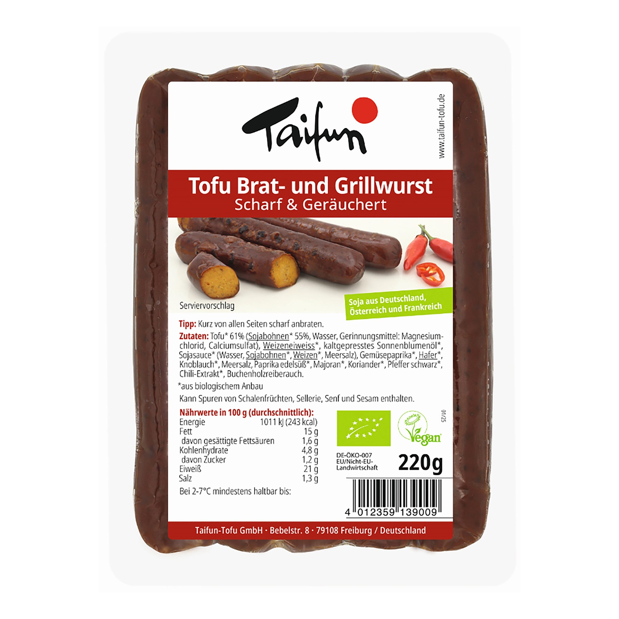 Tofu alternativa klobásy pikantní uzená 220 g BIO   TAIFUN