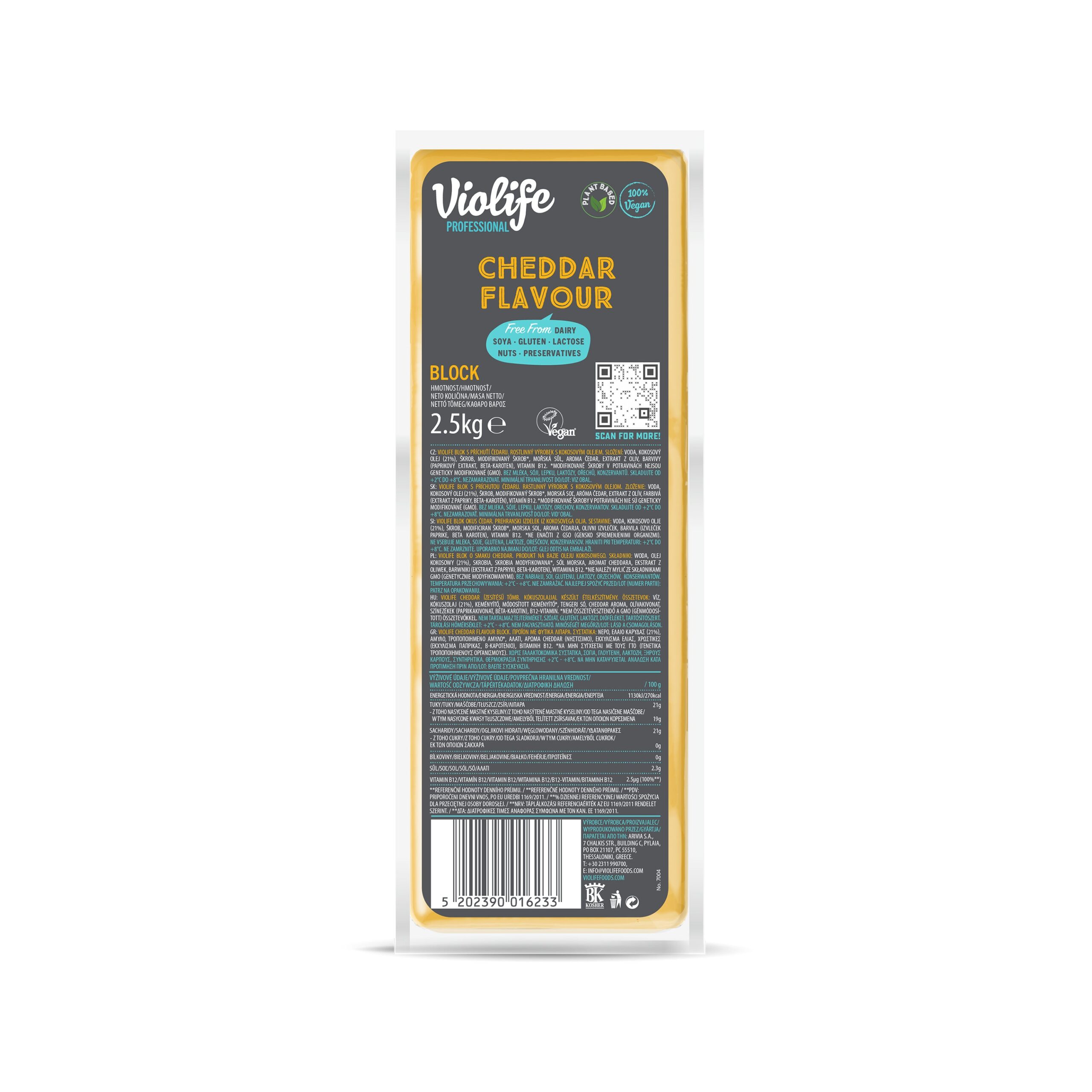 Blok s příchutí cheddar 2,5 kg   VIOLIFE