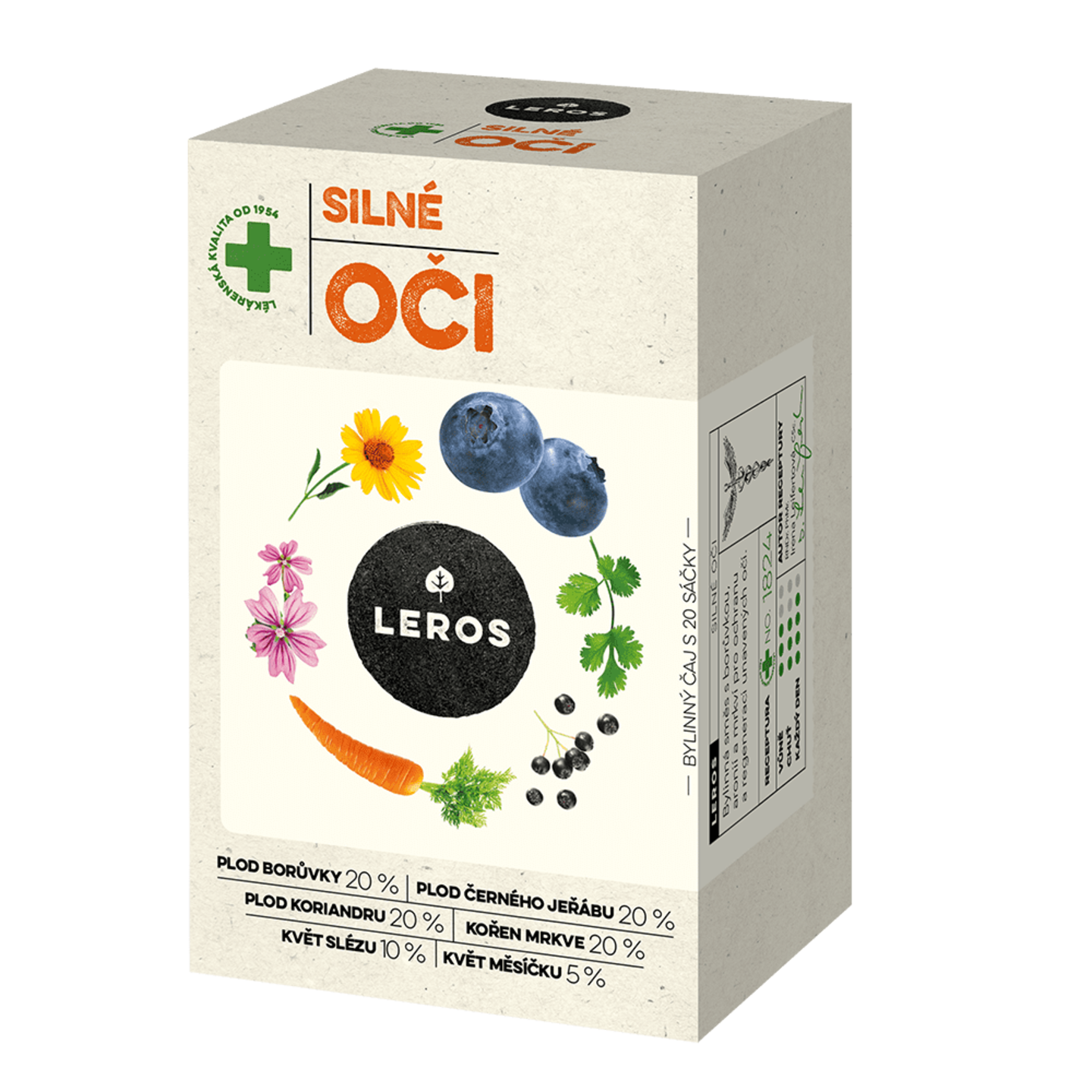 LEROS Bylinný čaj Silné oči - nálev. sáčky (20 x 1,5 g) - ochrana a regenerace unavených očí