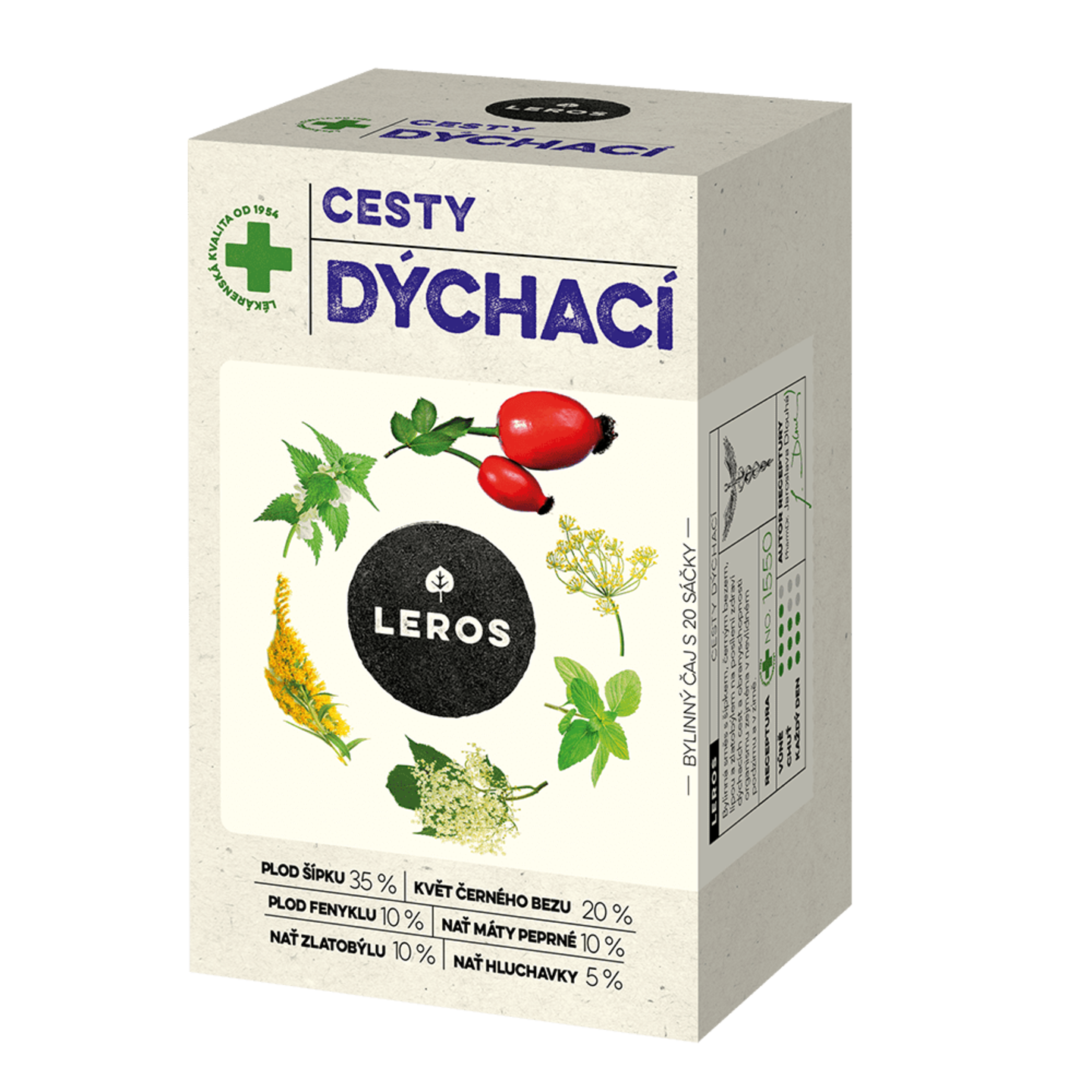LEROS Bylinný čaj Cesty dýchací - nálev. sáčky (20 x 1,5 g) - posílí obranyschopnost a uvolní dýchací cesty