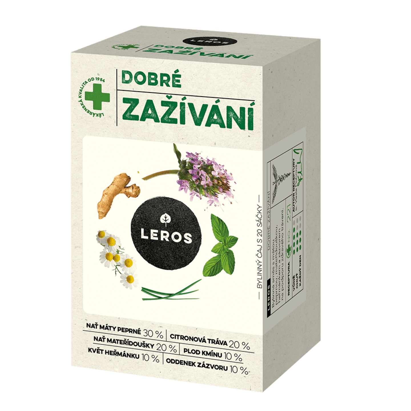 LEROS Bylinný čaj Dobré zažívání - nálev. sáčky (20 x 1,5 g) - pro zdravé a klidné trávení