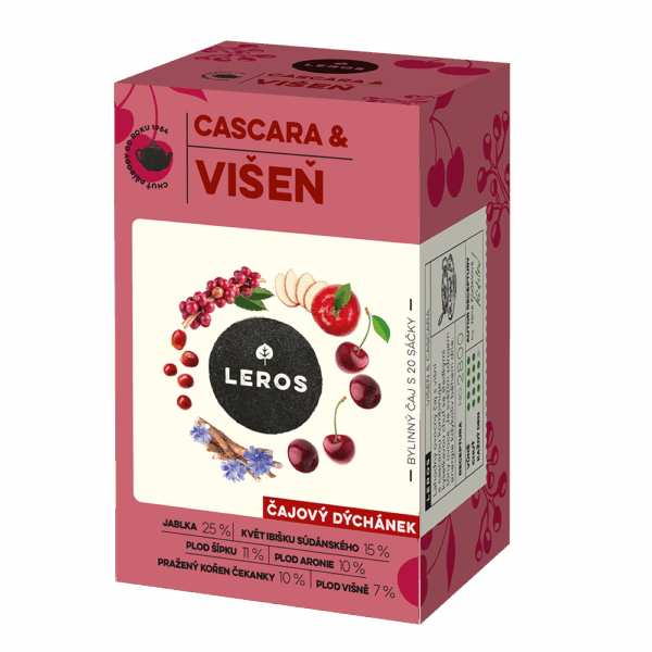 LEROS Čajový dýchánek Višeň & Cascara - nálev. sáčky (20 x 2 g) - s přirozeným obsahem kofeinu