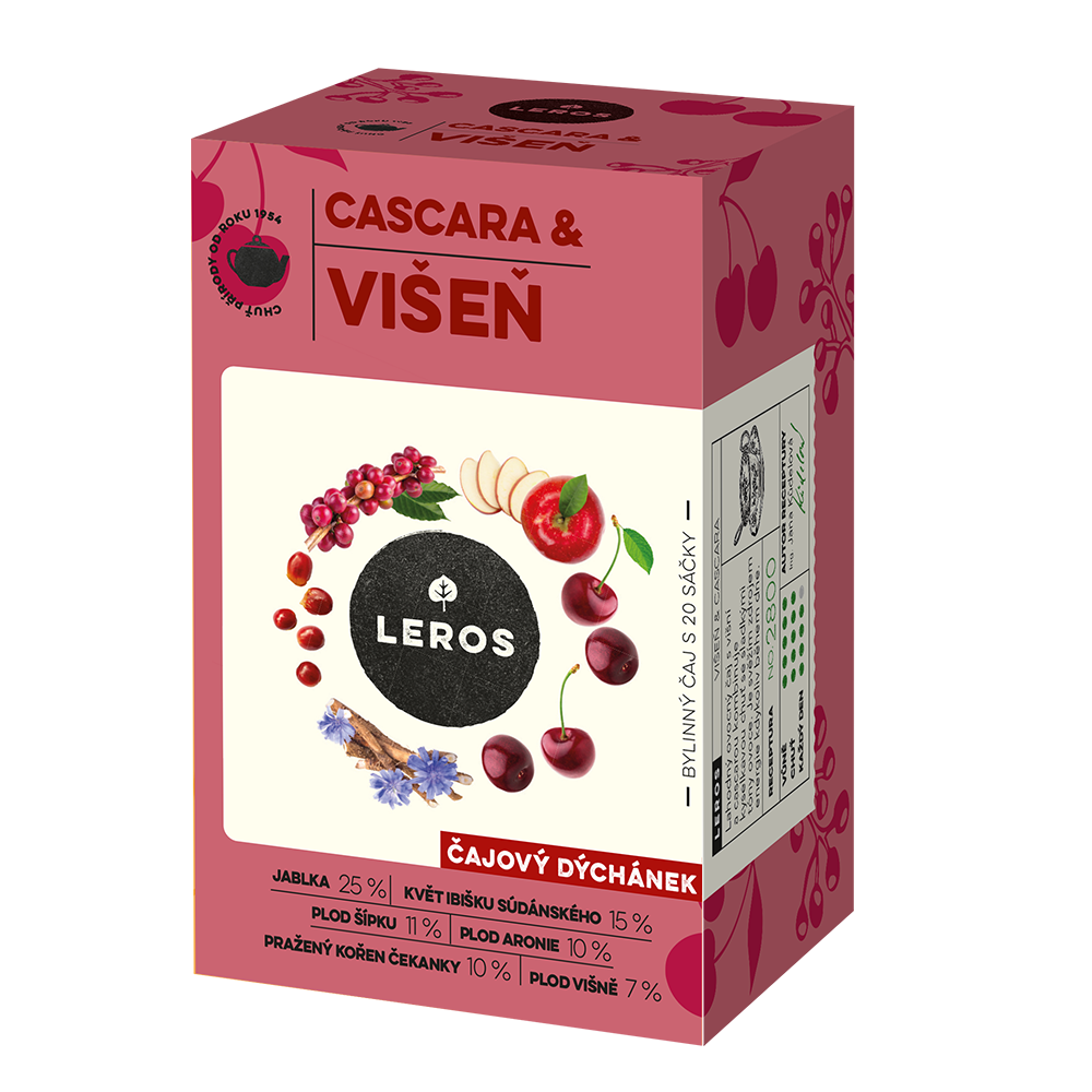 LEROS Čajový dýchánek Višeň & Cascara - nálev. sáčky (20 x 2 g) - s přirozeným obsahem kofeinu