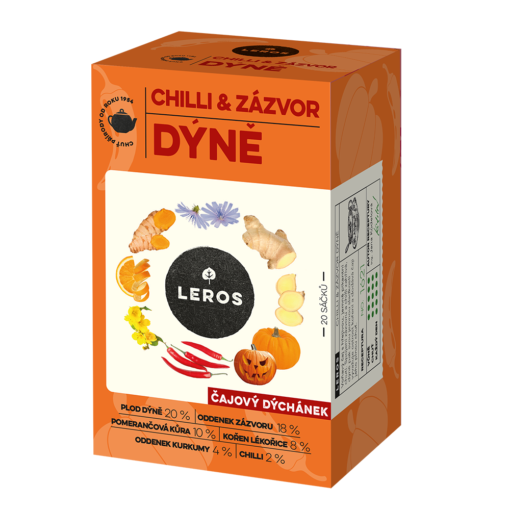 LEROS Čajový dýchánek Chilli, zázvor & dýně - nálev. sáčky (20 x 2 g) - jemně pikantní, hřejivá chuť