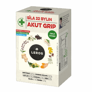 LEROS Bylinný čaj Síla 22 bylin AKUT GRIP - nálev. sáčky (20 x 2,5 g) - trojí účinek - prohřeje, uvolní dýchání a krk