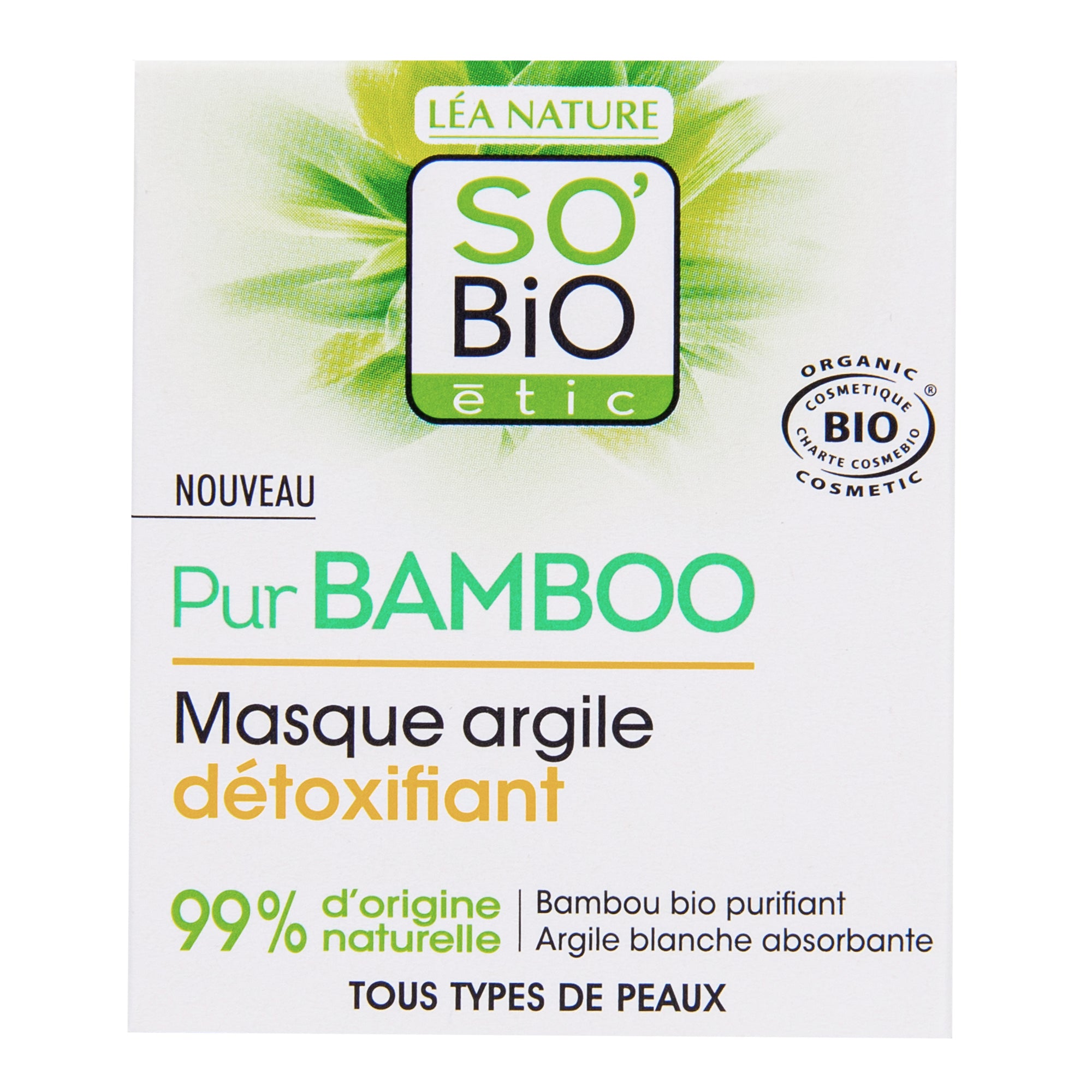 SO’BiO étic Maska pleťová detoxikační s jílem Pur BAMBOO BIO (50 ml)