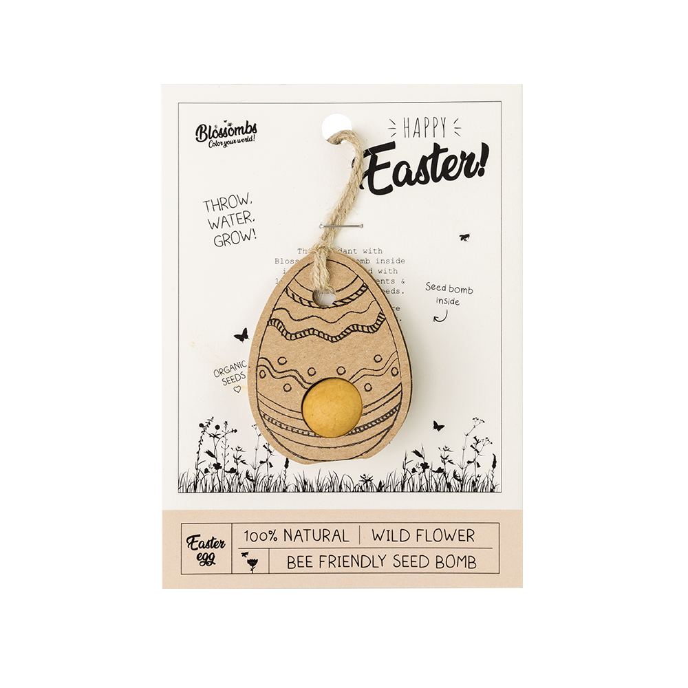 Blossombs Semínková bomba - Dárková dekorace "Veselé Velikonoce" - Vajíčko (1 ks)