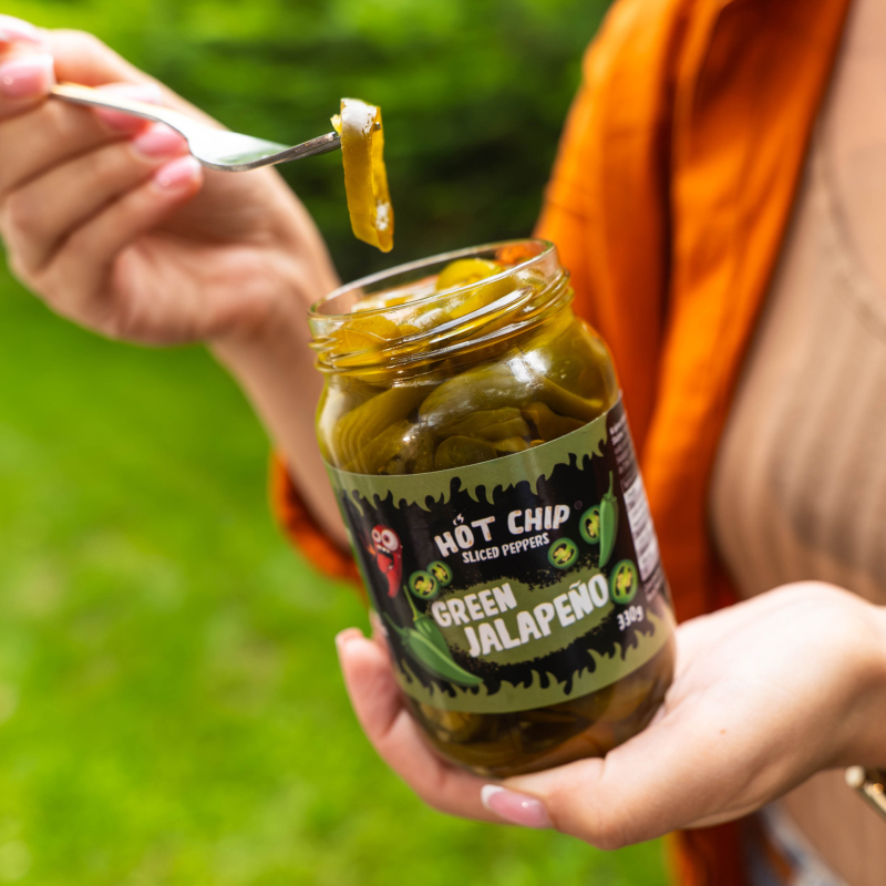 Zelené Jalapeño papričky krájené v octovém nálevu – 330g - Obrázek 5