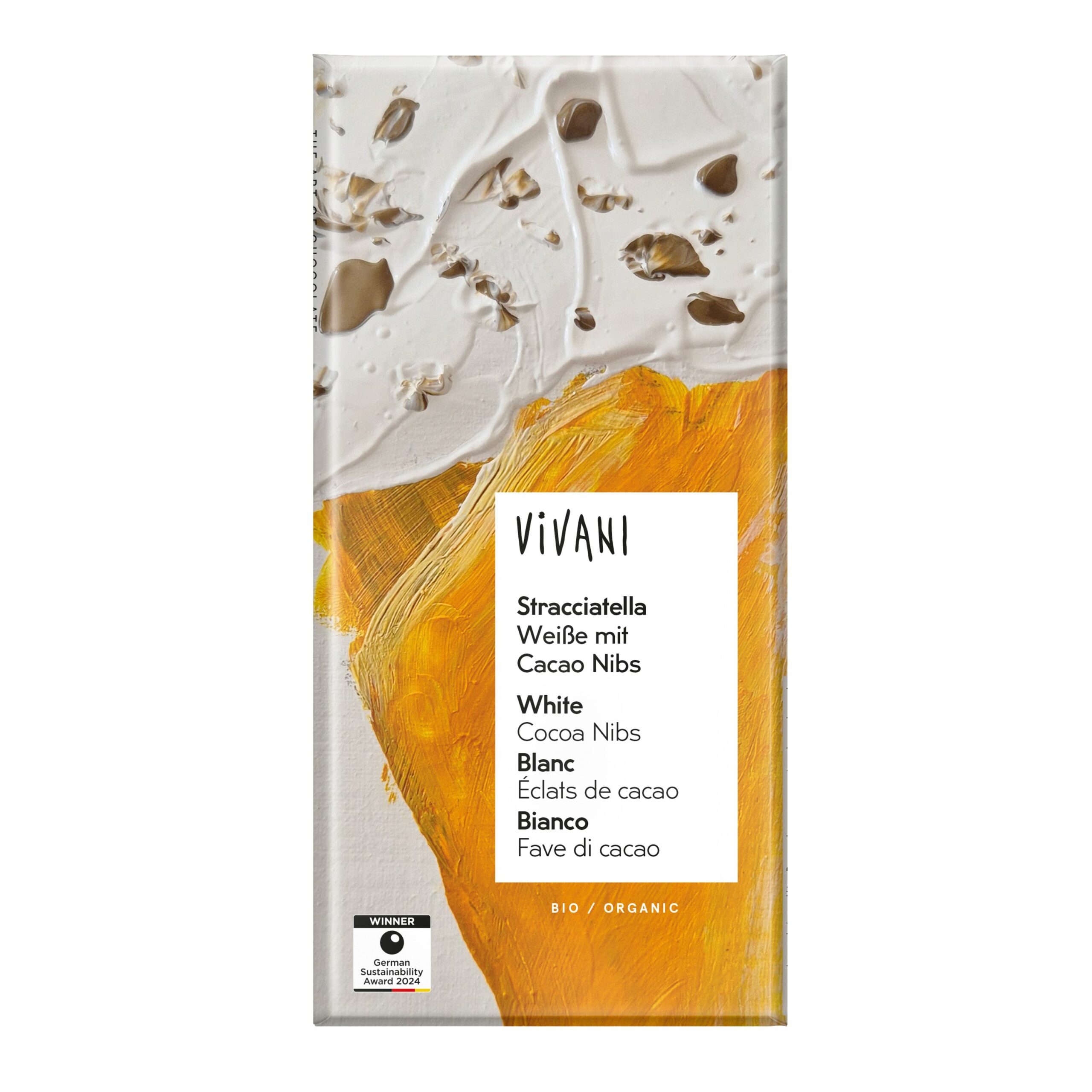Vivani Čokoláda bílá s kakaovými boby Stracciatella BIO (80 g)