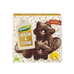 Srdíčka a hvězdičky s pomerančovou náplní 250 g BIO   DENNREE