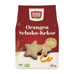 Sušenky pomerančové s hořkou čokoládou 150 g BIO   ROSENGARTEN