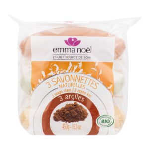 Mýdla rostlinná — obohacená o 3 druhy jílu 3x150 g BIO EMMA NOËL