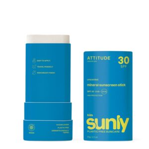 Attitude Dětský opalovací krém v tyčince SPF 30 bez vůně - celé tělo (60 g) - praktická aplikace, 0% odpadu