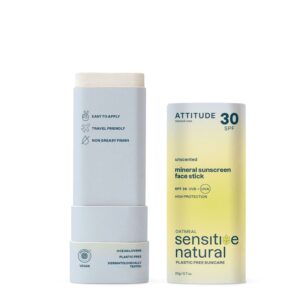 Attitude Opalovací krém v tyčince SPF 30 pro citlivou a atopickou pokožku - tvář a rty (20 g) - praktická aplikace, 0% odpadu