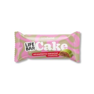 Lifefood Tyčinka Lifebar Cake jahoda, karamel a matcha BIO (35 g) - dortík bez rafinovaného cukru