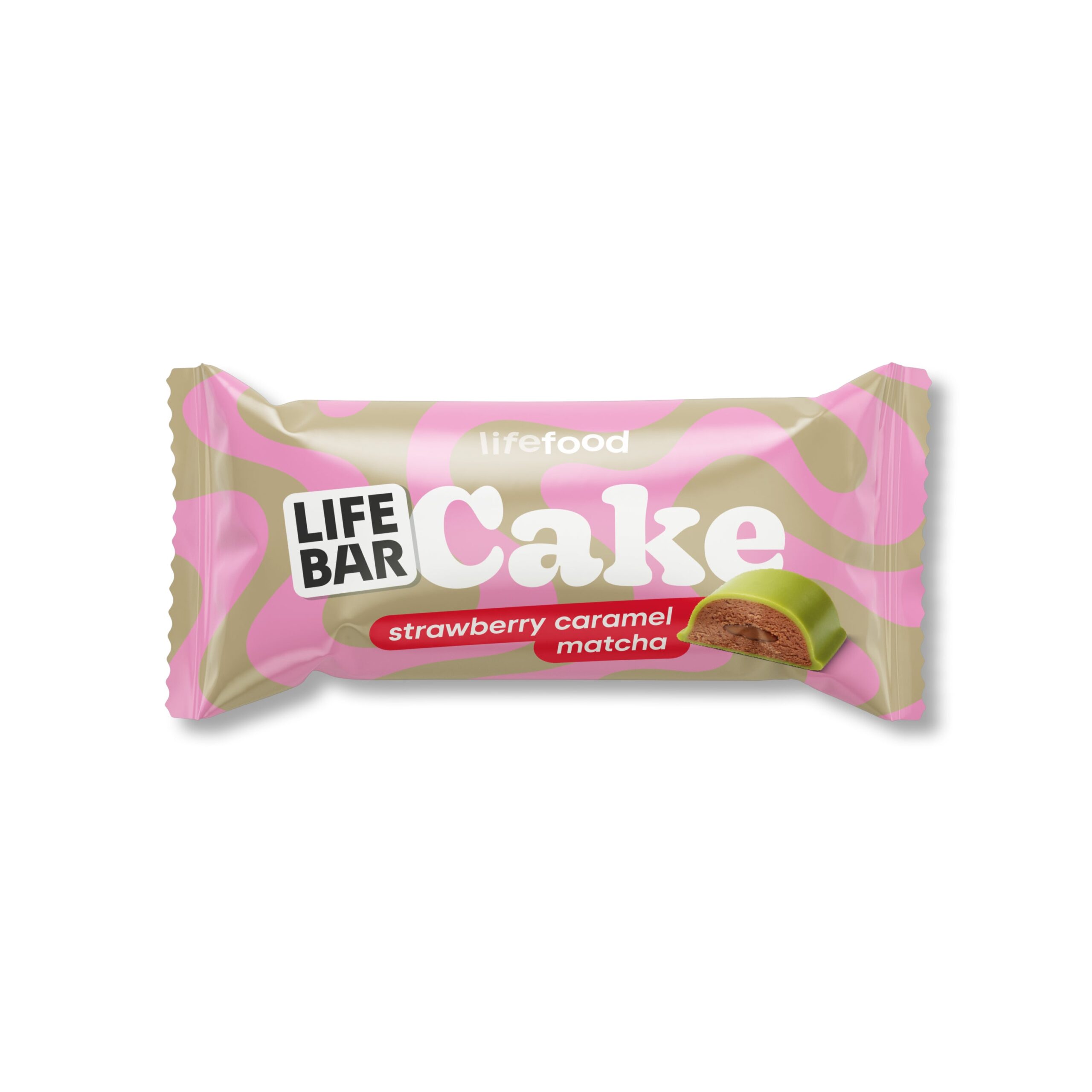 Lifefood Tyčinka Lifebar Cake jahoda, karamel a matcha BIO (35 g) - dortík bez rafinovaného cukru