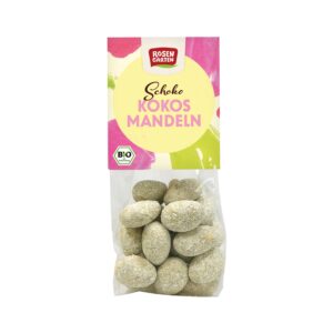 Mandle v mléčné a bílé čokoládě s kokosem 100 g BIO   ROSENGARTEN