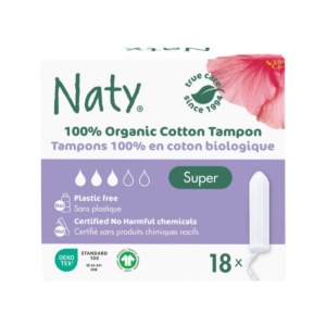 Naty Tampony Super (18 ks) - 100% z biobavlny, 3 kapičky