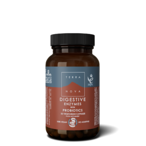 Terranova Health Digestive Enzymes & Probiotics (50 kapslí) - obohaceno o fenykl, zázvor a lopuch