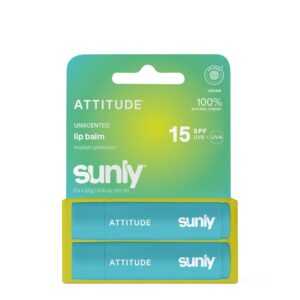 Attitude Balzám na rty SPF 15 bez vůně - duopack (2 x 4,3 g) - s minerálním filtrem