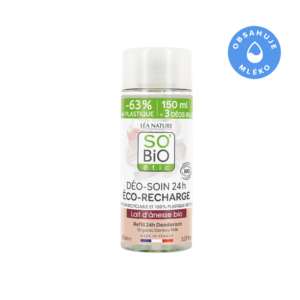 SO’BiO étic Náplň do deodorantu roll-on 24h hydratačního s oslím mlékem BIO (150 ml) - jedna náplň nahradí tři roll-ony
