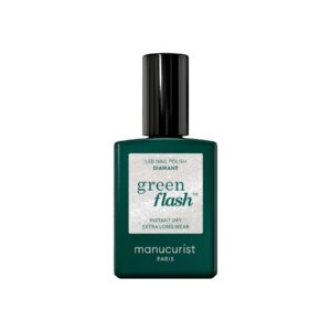 Manucurist Green Flash LED gel lak na nehty - Diamant (15 ml) - transparentní barva se stříbrnými třpytkami